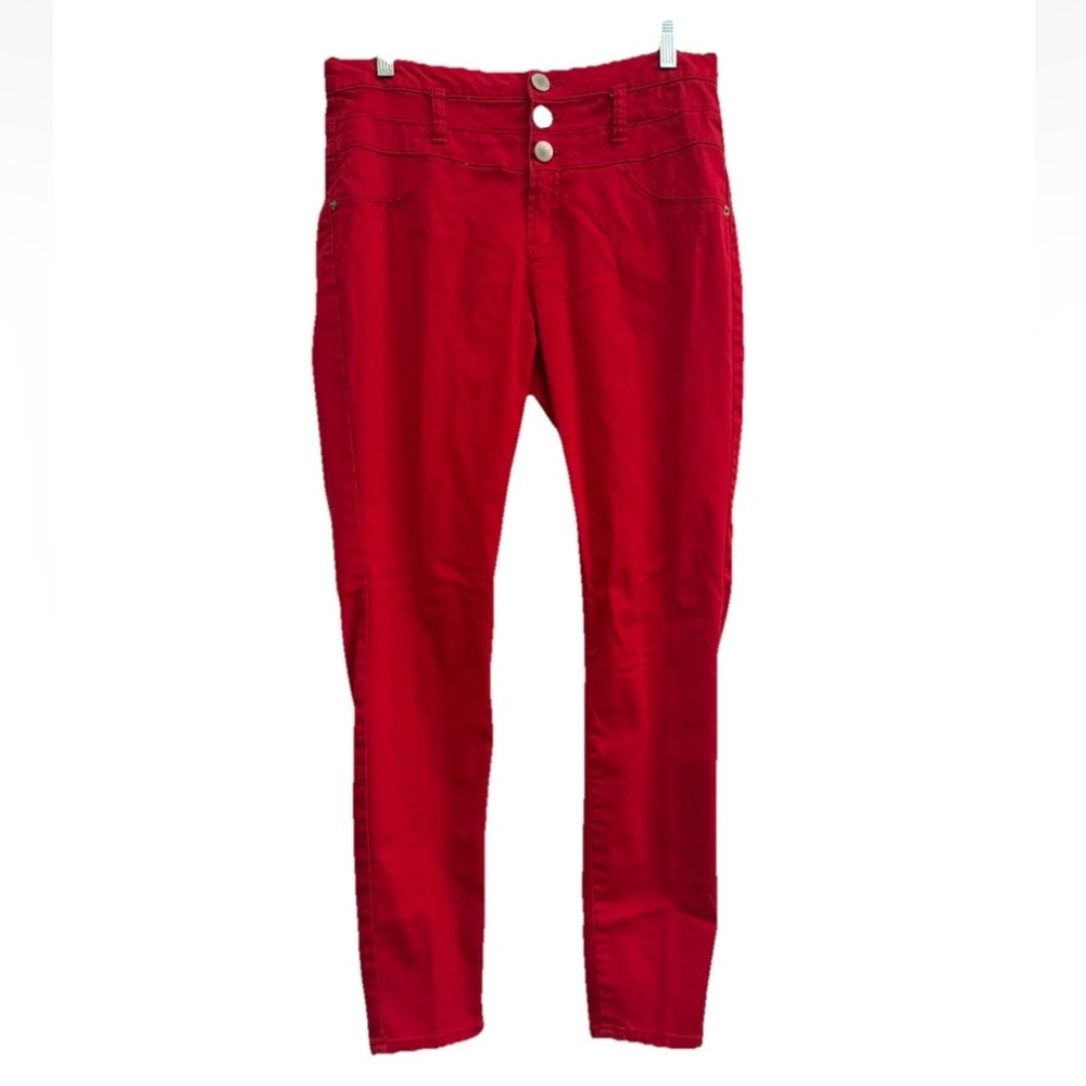 NOBO No Boundaries Mid Rise Relaxed Skinny Women's Jeans (15) Red